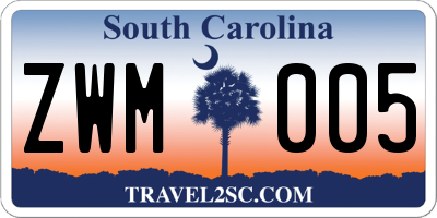 SC license plate ZWM005