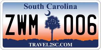 SC license plate ZWM006