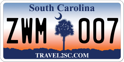 SC license plate ZWM007