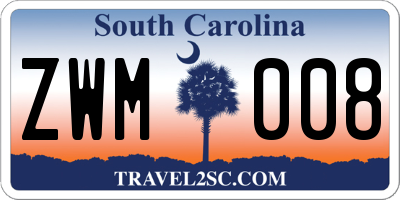 SC license plate ZWM008