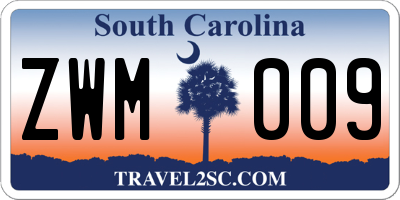 SC license plate ZWM009