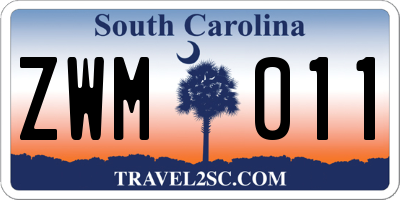 SC license plate ZWM011