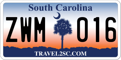 SC license plate ZWM016