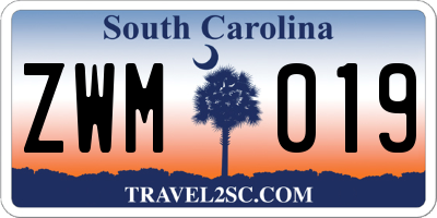 SC license plate ZWM019