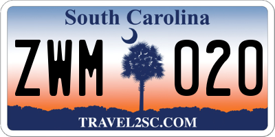 SC license plate ZWM020