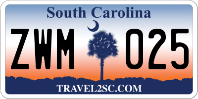 SC license plate ZWM025