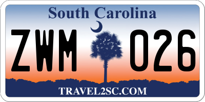 SC license plate ZWM026