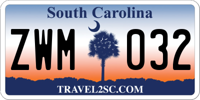 SC license plate ZWM032