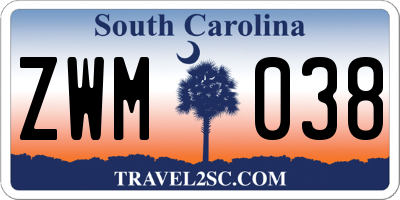 SC license plate ZWM038