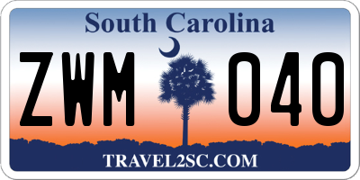 SC license plate ZWM040