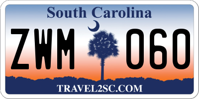 SC license plate ZWM060