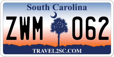 SC license plate ZWM062