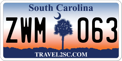 SC license plate ZWM063