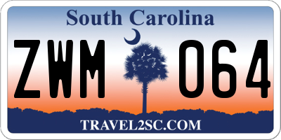 SC license plate ZWM064