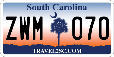 SC license plate ZWM070
