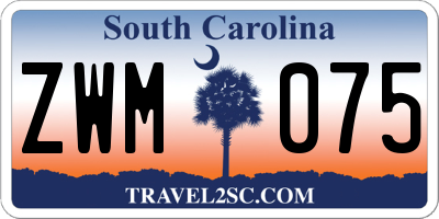SC license plate ZWM075