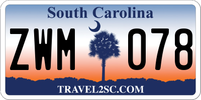 SC license plate ZWM078