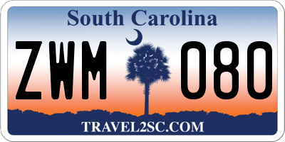SC license plate ZWM080