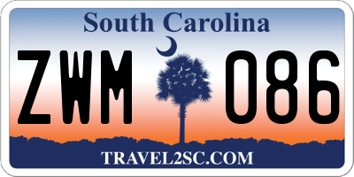 SC license plate ZWM086