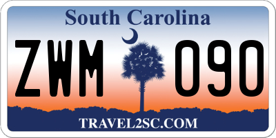 SC license plate ZWM090