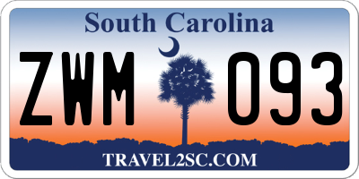 SC license plate ZWM093