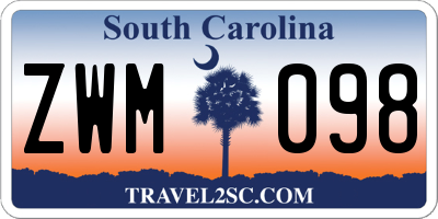 SC license plate ZWM098