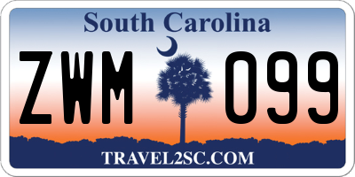 SC license plate ZWM099