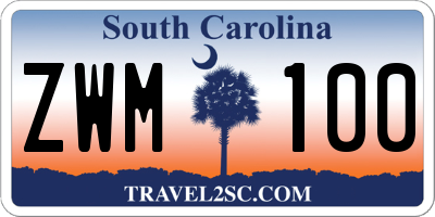 SC license plate ZWM100