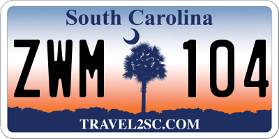 SC license plate ZWM104