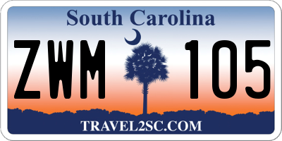 SC license plate ZWM105