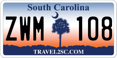 SC license plate ZWM108