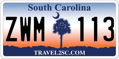 SC license plate ZWM113