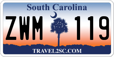 SC license plate ZWM119