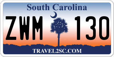 SC license plate ZWM130
