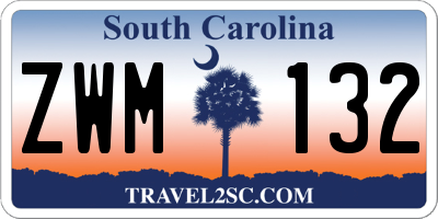 SC license plate ZWM132
