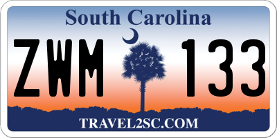 SC license plate ZWM133