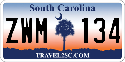 SC license plate ZWM134