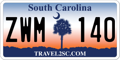 SC license plate ZWM140