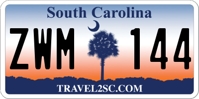 SC license plate ZWM144