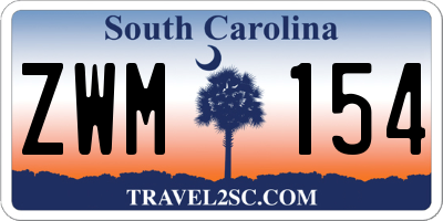 SC license plate ZWM154
