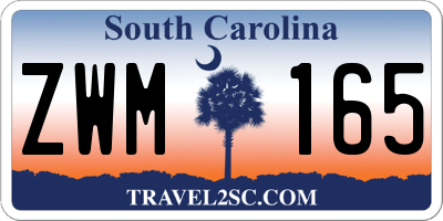 SC license plate ZWM165