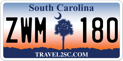 SC license plate ZWM180