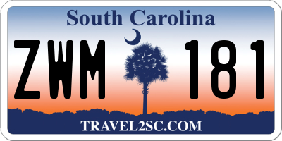 SC license plate ZWM181