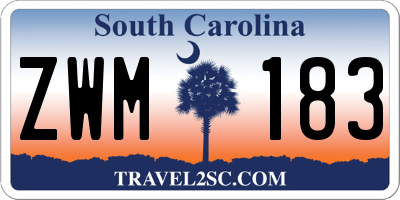 SC license plate ZWM183