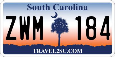 SC license plate ZWM184