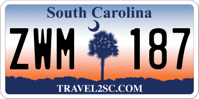 SC license plate ZWM187