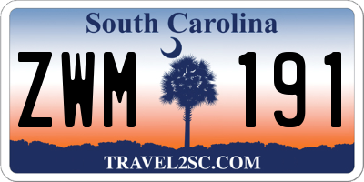SC license plate ZWM191