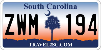 SC license plate ZWM194