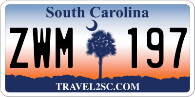 SC license plate ZWM197