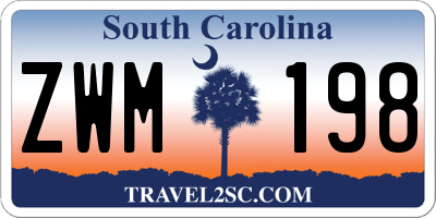 SC license plate ZWM198